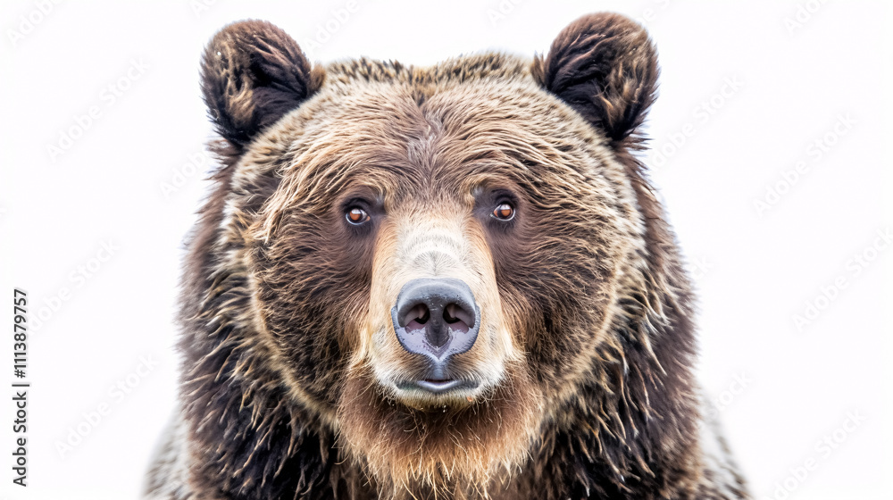 Portrait of a Surprised Grizzly Bear: Close-up, isolated on a white background. Portrait of a Surprised Grizzly Bear: Close-up, isolated on a white background.