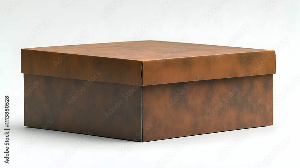 A closed, textured cardboard box, ideal for storage or shipping purposes. A closed, textured cardboard box, ideal for storage or shipping purposes.
