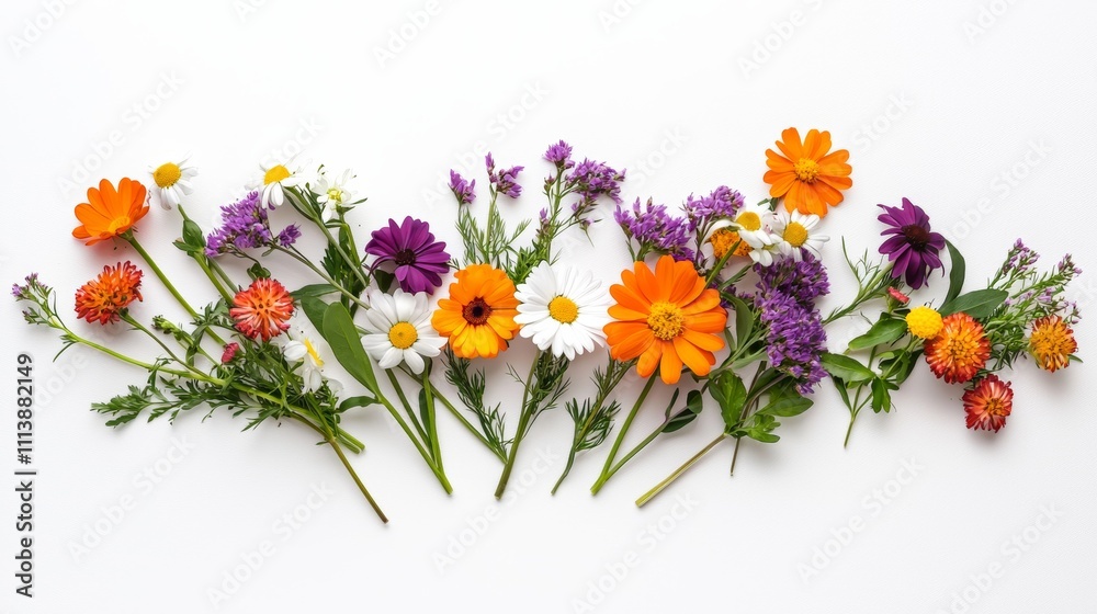 Obraz premium Rustic Wildflower Bundle on White Background