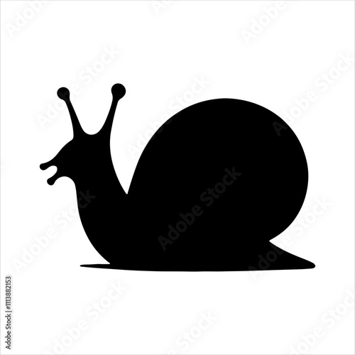 Vector snail silhouette illustration design on white background.