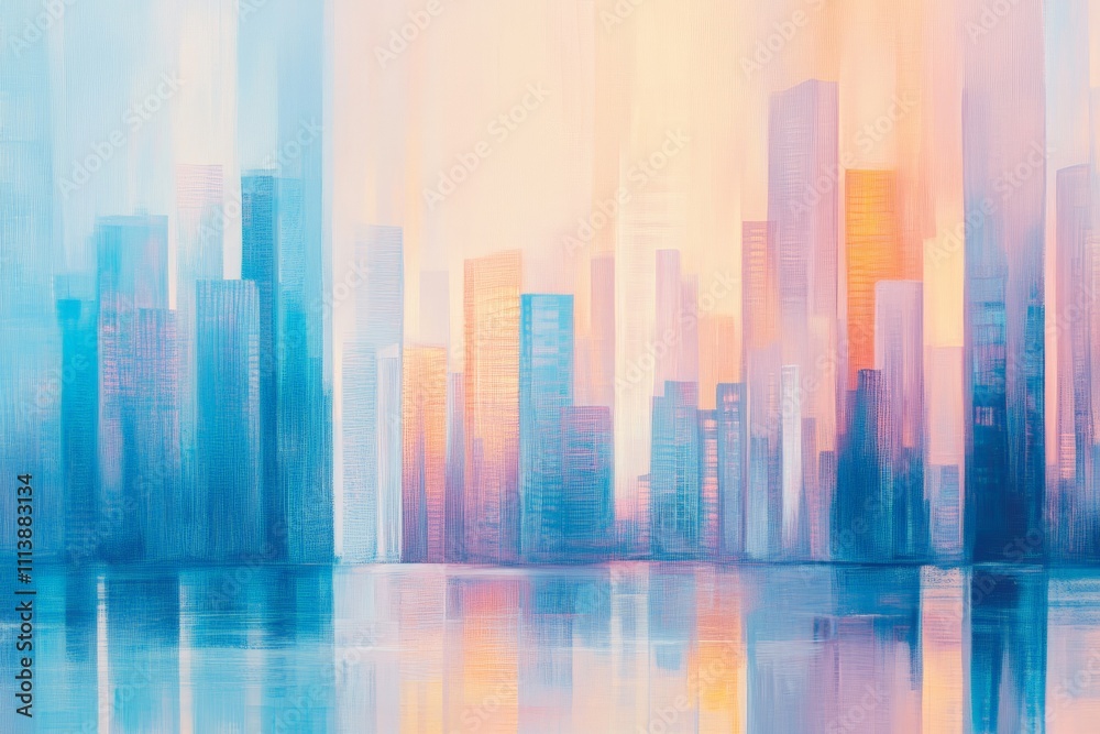 Abstract City Skyline at Sunset - Vibrant Blue and Pink Hues Reflecting on Water for Modern Design and Aesthetic Backgrounds Abstract City Skyline at Sunset - Vibrant Blue and Pink Hues Reflecting on Water for Modern Design and Aesthetic Backgrounds