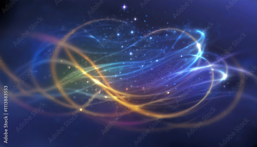 Lines with light, night galaxy background.
Lines with light, night galaxy background.