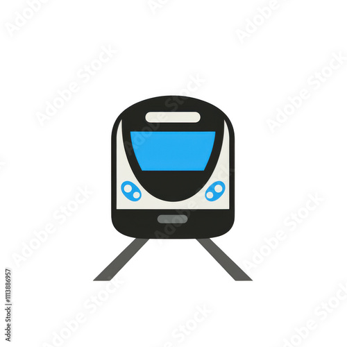 Black, white, blue icon of Train icon png Minimalist flat icon, vector logo style sign clipart on a transparent background