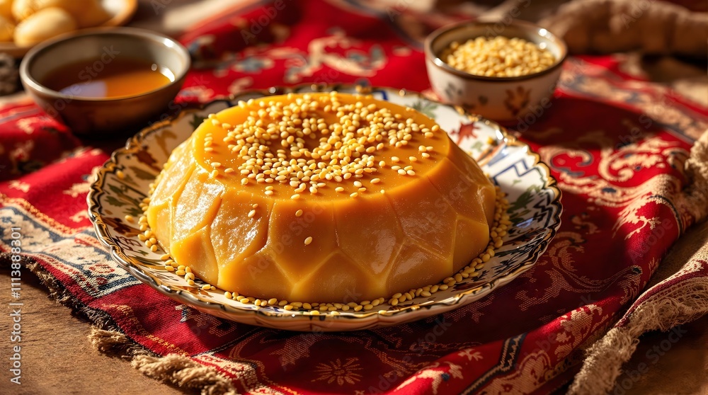 Traditional Sumalak Halva with Honey and Sesame Seeds (Kazakhstan Cuisine) Traditional Sumalak Halva with Honey and Sesame Seeds (Kazakhstan Cuisine)