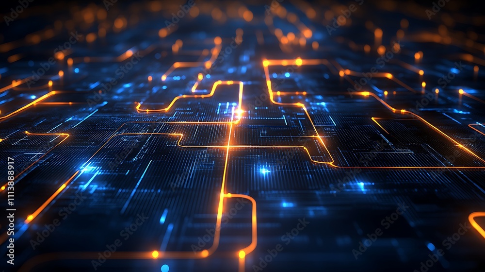 Abstract Digital Circuit Background with Glowing Lines and Technology Inspired Patterns for Future Concepts Abstract Digital Circuit Background with Glowing Lines and Technology Inspired Patterns for Future Concepts