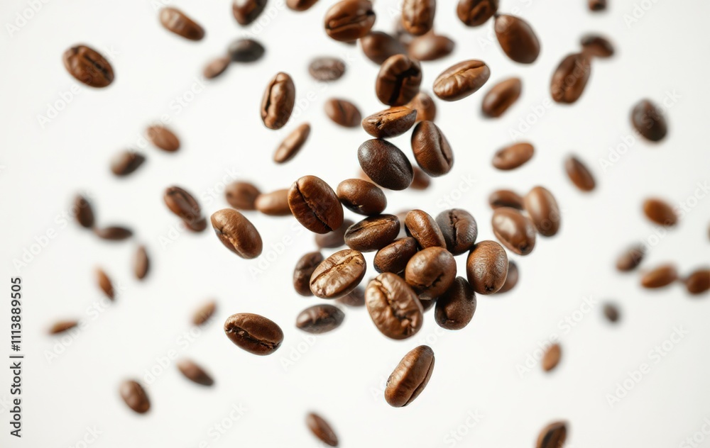 Flying Coffee Beans in Motion Flying Coffee Beans in Motion