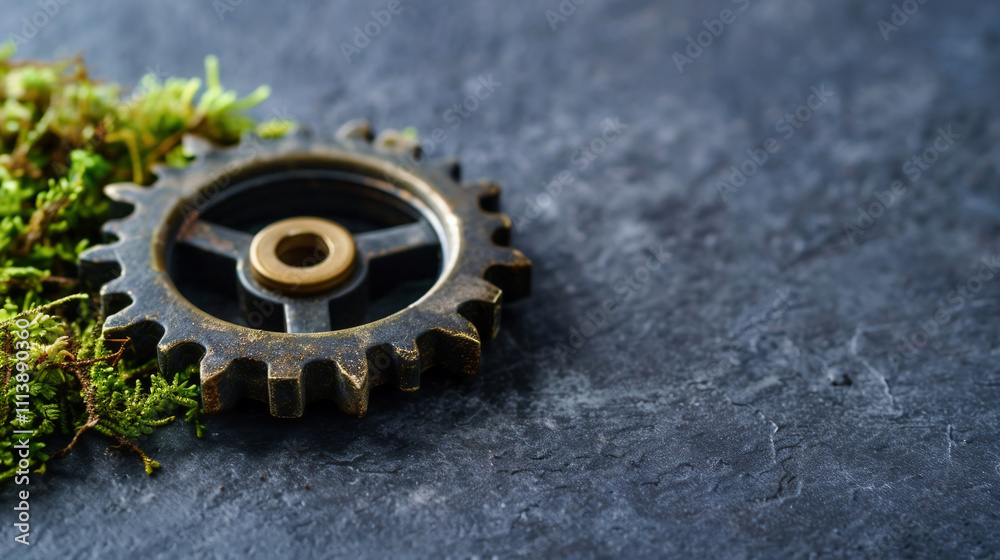 green energy and Green business. for bio-economy to limit climate change and global warming. Environmental drive gear technology concept green energy and Green business. for bio-economy to limit climate change and global warming. Environmental drive gear technology concept