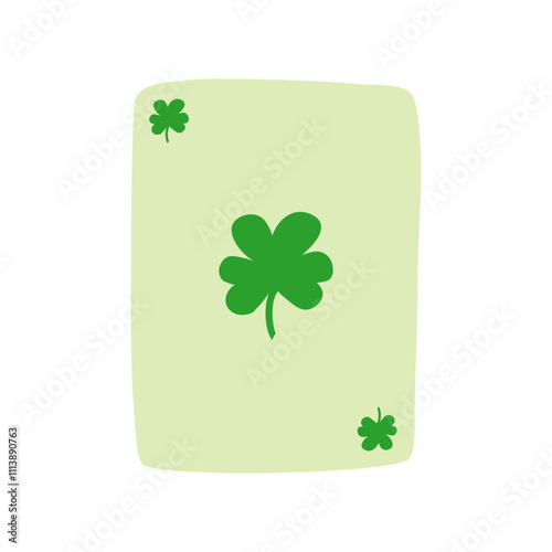 Día de San Patricio. Banner con naipe con treboles. Carta as de trébol 