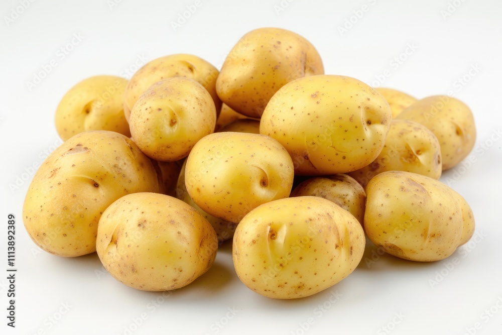 Close up of potatoes on white background. Close up of potatoes on white background.
