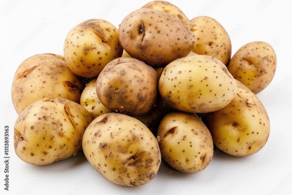 Close up of potatoes on white background. Close up of potatoes on white background.