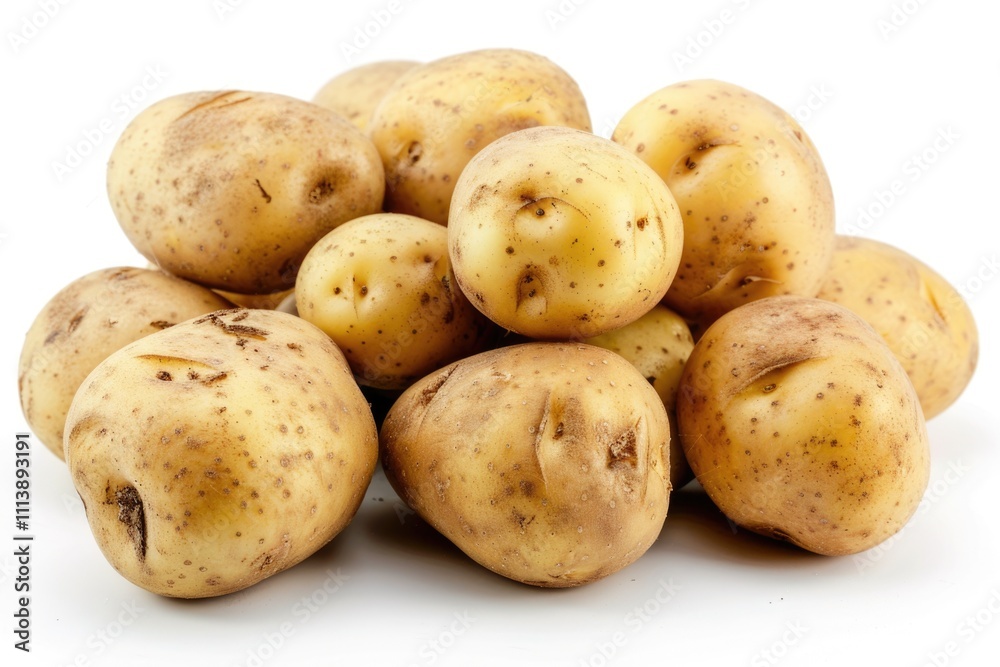 Close up of potatoes on white background. Close up of potatoes on white background.
