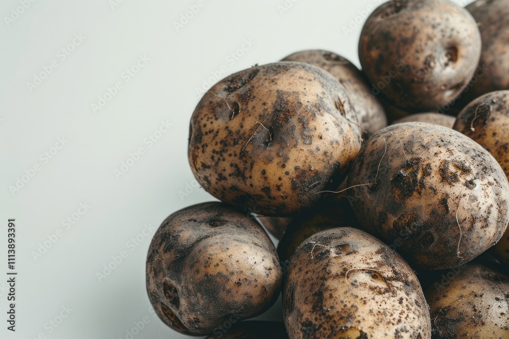 Close up of potatoes on white background. Close up of potatoes on white background.