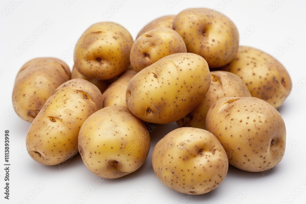 Close up of potatoes on white background. Close up of potatoes on white background.
