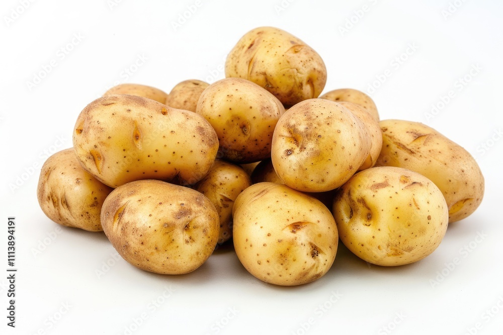 Close up of potatoes on white background. Close up of potatoes on white background.