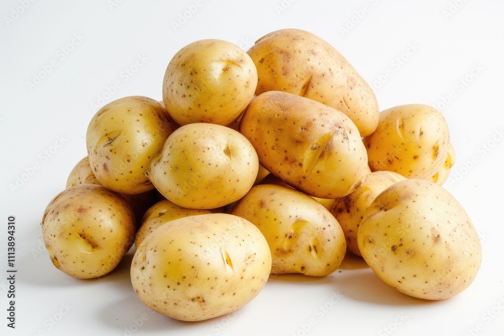 Close up of potatoes on white background. Close up of potatoes on white background.