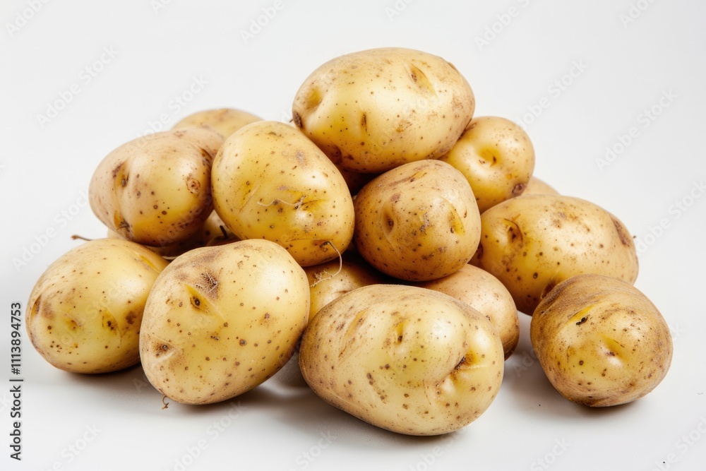 Close up of potatoes on white background. Close up of potatoes on white background.