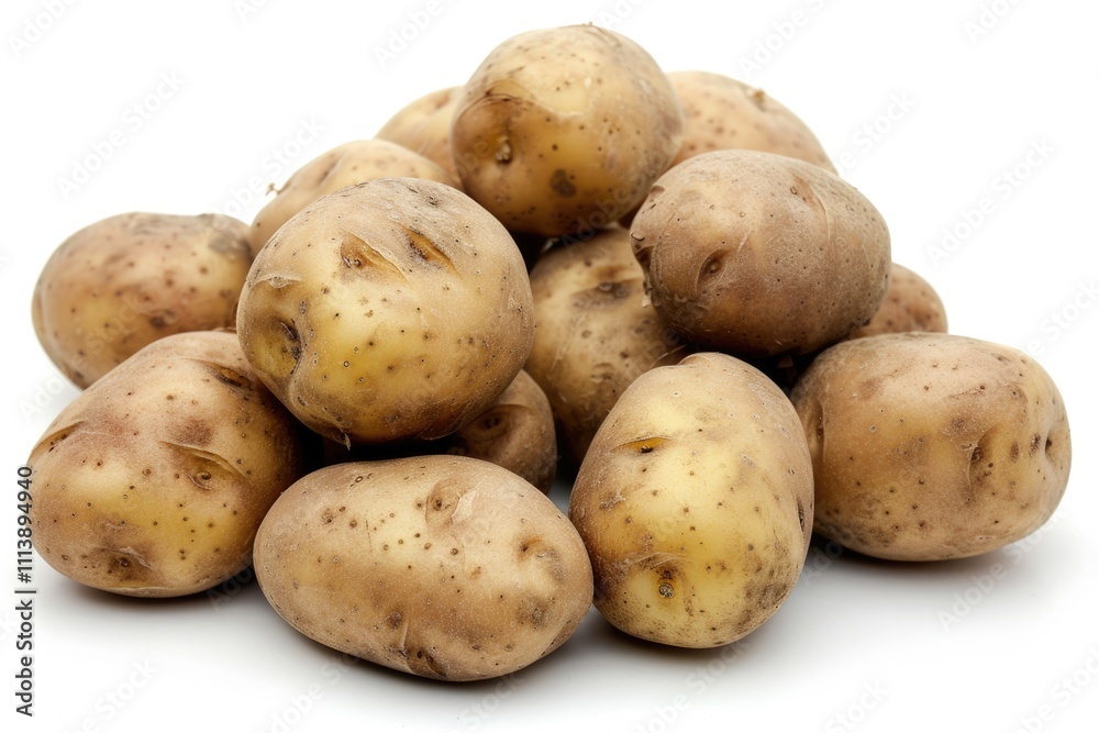 Close up of potatoes on white background. Close up of potatoes on white background.