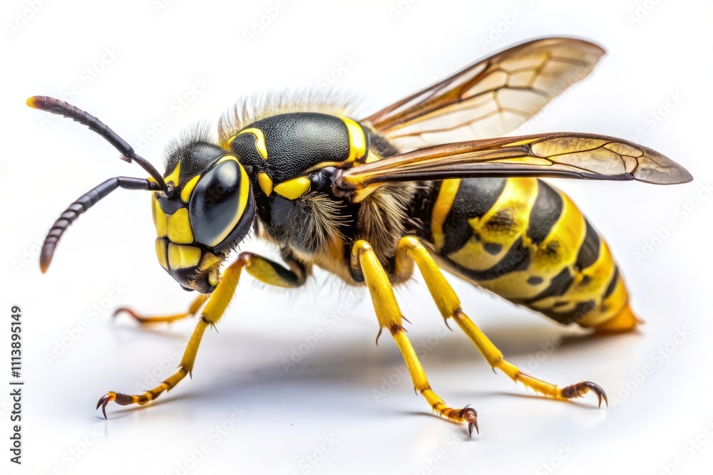 Stunning Close-Up of a Yellow Jacket Isolated on a White Background Capturing Intricate Details of Its Form and Texture for Nature and Insect Enthusiasts Stunning Close-Up of a Yellow Jacket Isolated on a White Background Capturing Intricate Details of Its Form and Texture for Nature and Insect Enthusiasts