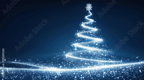 Festive tree with glowing light waves
