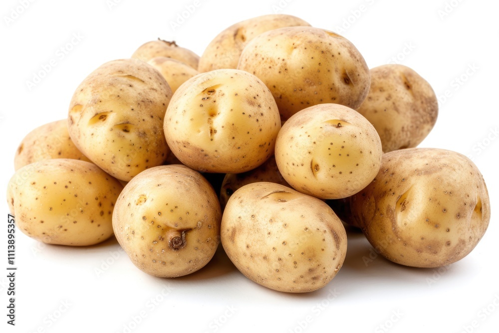 Close up of potatoes on white background. Close up of potatoes on white background.