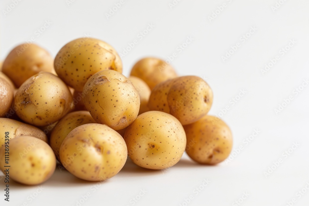Close up of potatoes on white background. Close up of potatoes on white background.