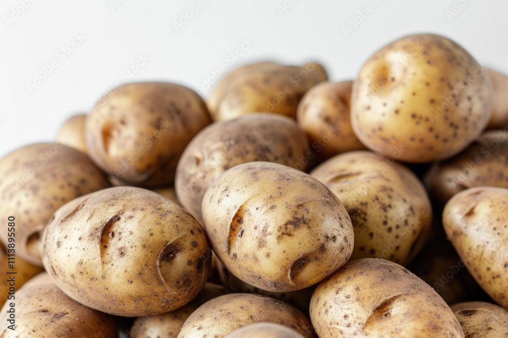 Close up of potatoes on white background. Close up of potatoes on white background.