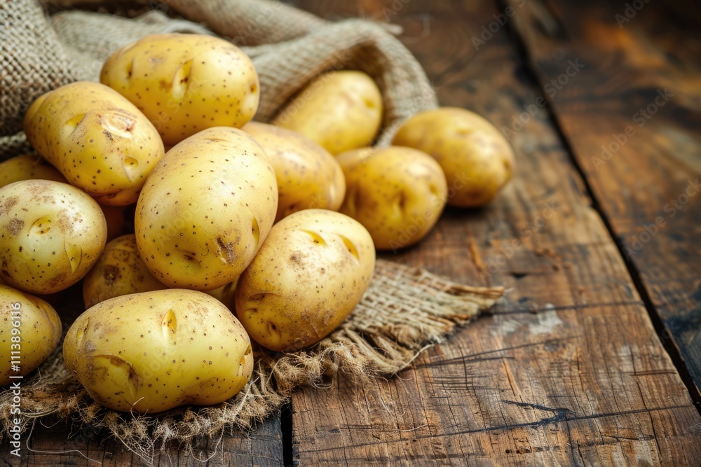 Close up of potatoes on wooden background. Close up of potatoes on wooden background.