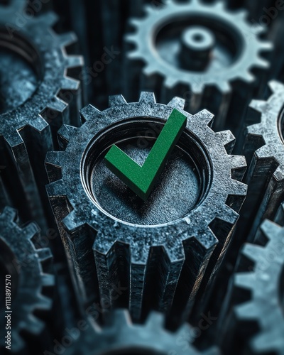 A visual of gears and a checkmark symbolizing process optimization