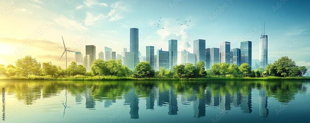 Fototapeta premium Sustainable urban development with green infrastructure