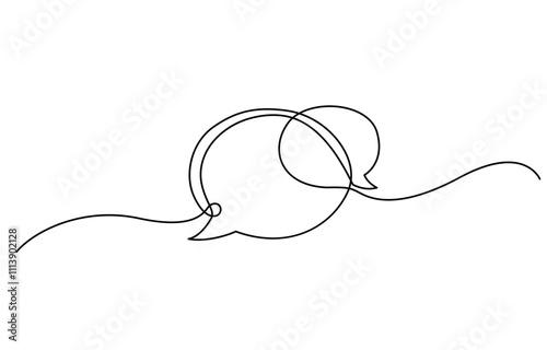 One line drawing Speech bubble vector. Communication chat messenger single line vector, Continuous one line drawing of speech bubble, One continuous line illustration of speech bubble or chat icons.