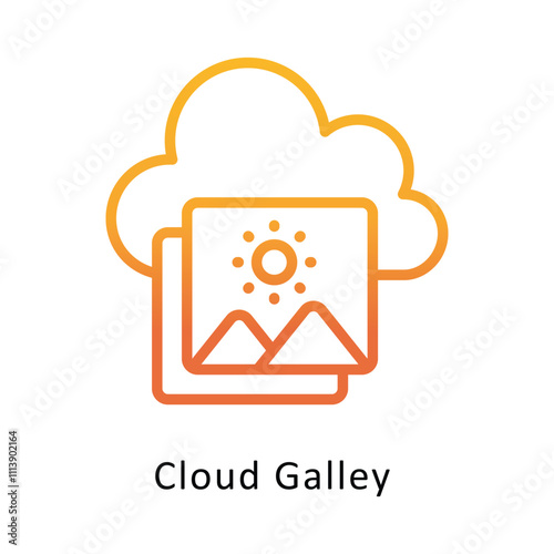 Cloud Galley Vector Gradient Outline Icon. Eps file 10
