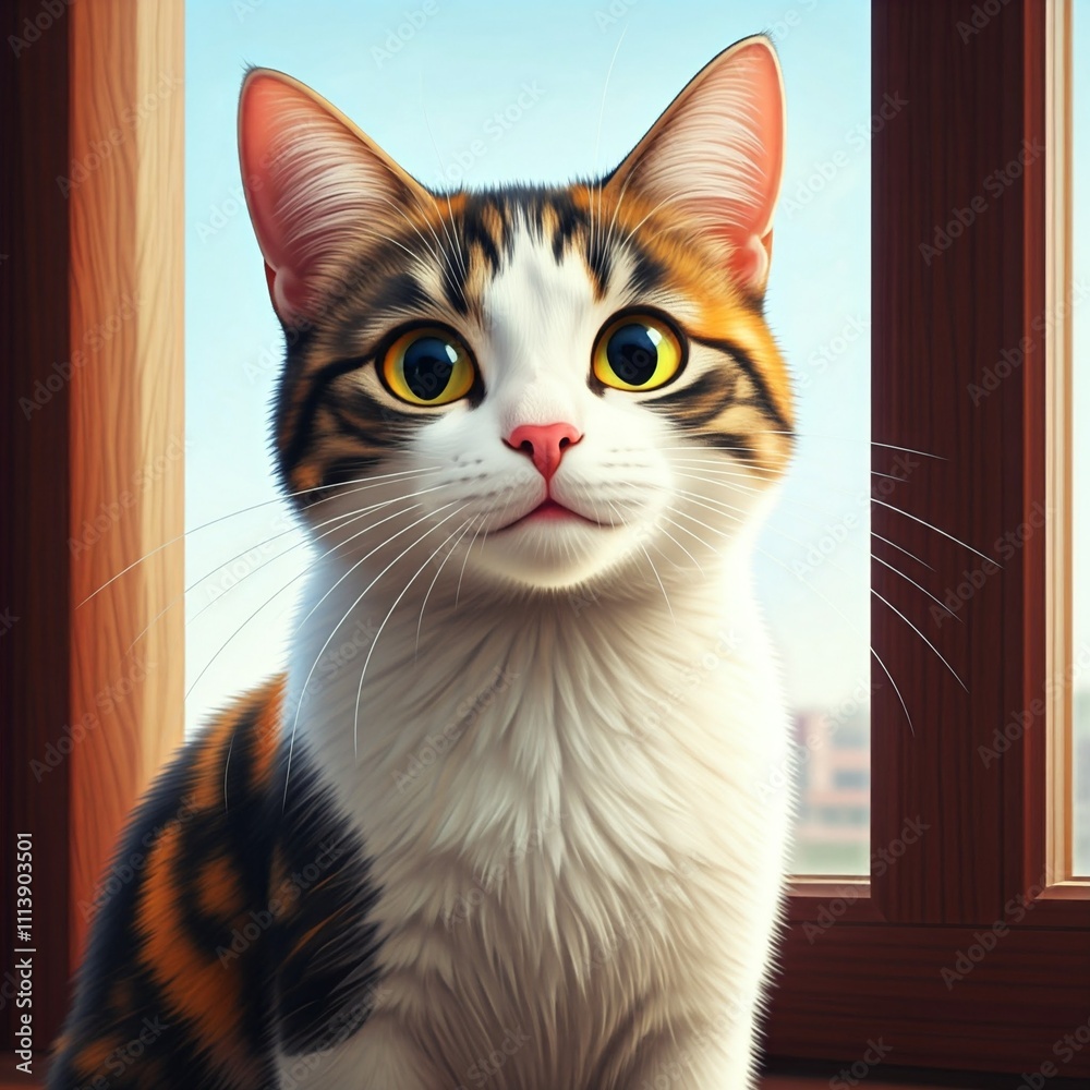 Fototapeta premium cute black orange cat smiling