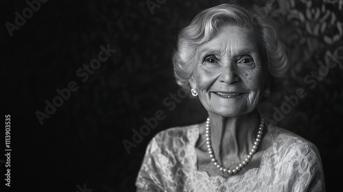 Black and White Contrast Portrait of an Elderly Woman Generative AI