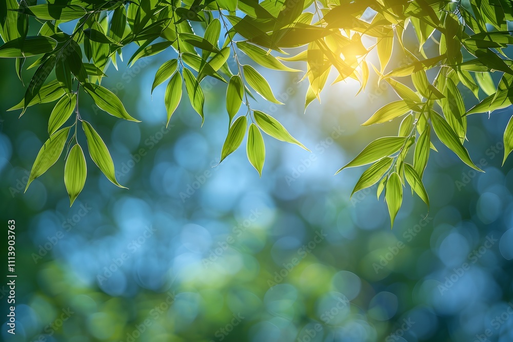 Sunlit Green Leaves with Bokeh Background for Nature-Themed Designs Sunlit Green Leaves with Bokeh Background for Nature-Themed Designs