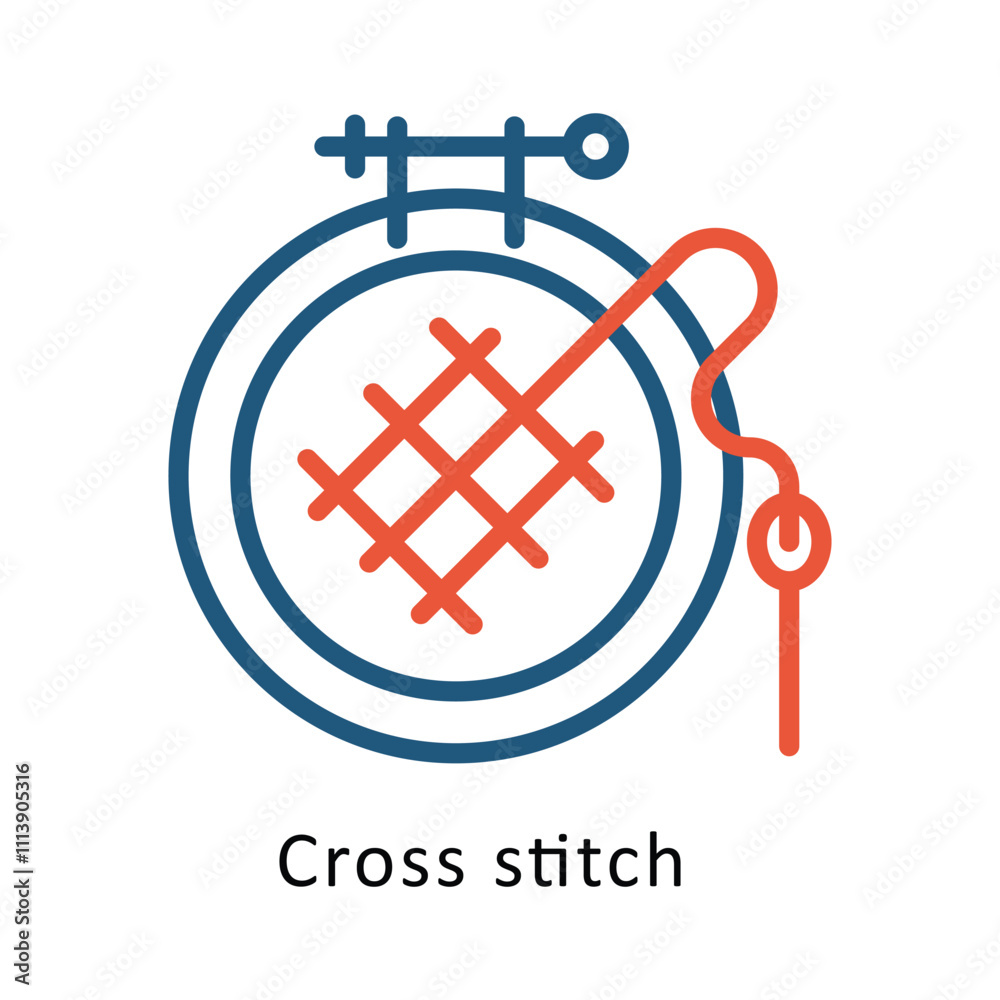 Fototapeta premium Cross stitch vector Two Colors Outline icon. Eps file 10
