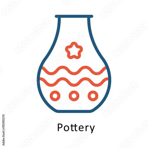 Pottery vector Two Colors Outline icon. Eps file 10