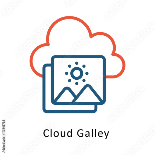 Cloud Galley vector Two Colors Outline icon. Eps file 10