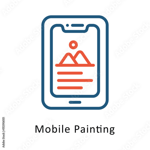 Mobile Painting vector Two Colors Outline icon. Eps file 10