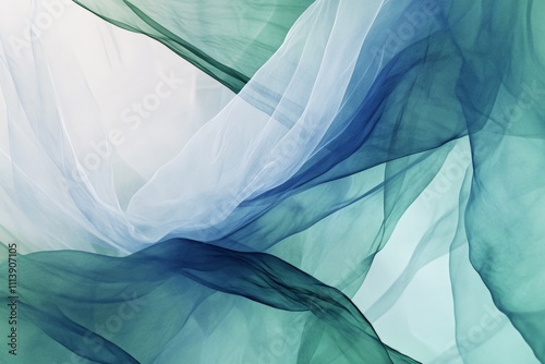 Flowing Abstract Fabric Textures in Teal and White - Soft Waves and Layers for Modern Design, Backgrounds, and Digital Art Projects