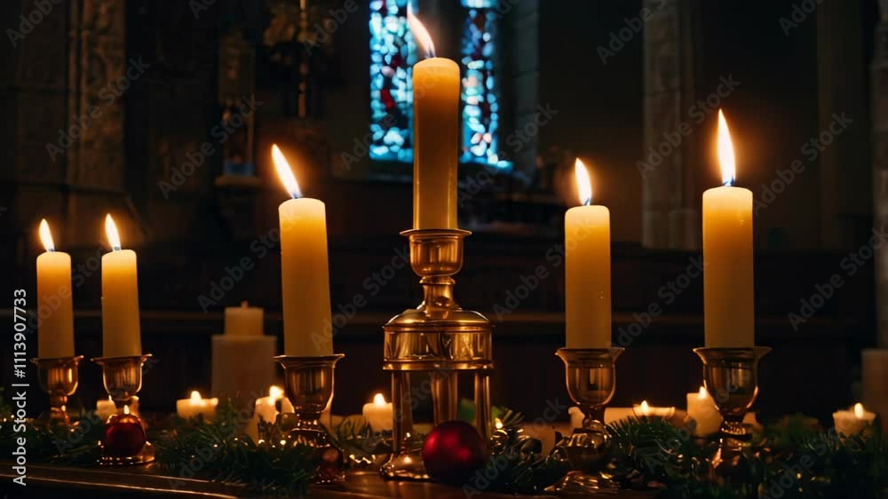 Videos of group of lighted candles inside a temple. Concept of religion. Videos of group of lighted candles inside a temple. Concept of religion.