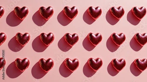 The Hearts on Pink Background