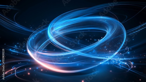 Abstract Light Swirls with Glowing Particles Creating Dynamic Fluid Motion in Dark Background