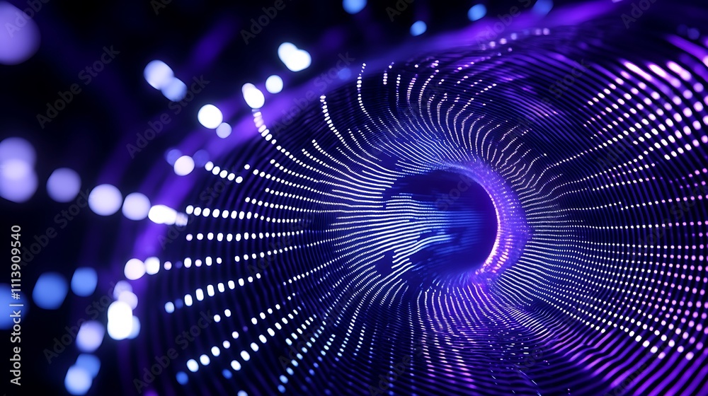 Abstract Light Tunnel with Pulsating Waves in Blue and Purple Colors for Digital Backgrounds Abstract Light Tunnel with Pulsating Waves in Blue and Purple Colors for Digital Backgrounds