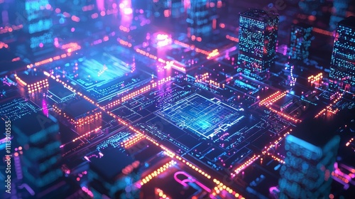 Wallpaper Mural Vibrant Cyberpunk Cityscape with Neon Lights Torontodigital.ca