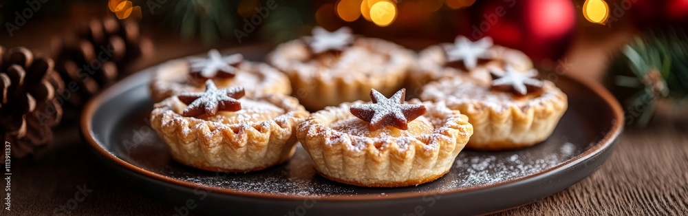 Festive Mince Pies with Powdered Sugar Festive Mince Pies with Powdered Sugar