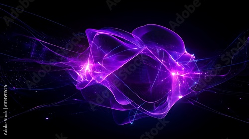 Abstract Purple Wave Design with Light Effects and Fluid Motion in a Dark Background photo