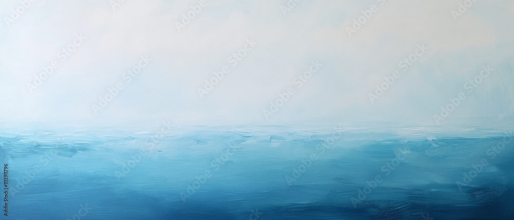 Obraz premium Serene Abstract Ocean Landscape in Shades of Blue and Light, Tranquil Seascape Artwork for Home Decor and Meditation Spaces