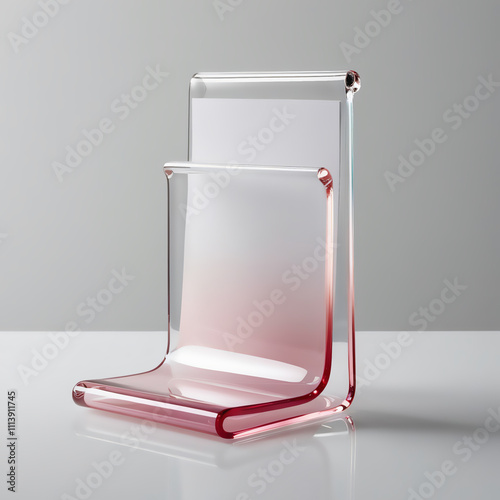 Glass Notepad Holder Sculpture, Transparent Glass with Pink Gradient, Elegant Modern Design, Generative Ai