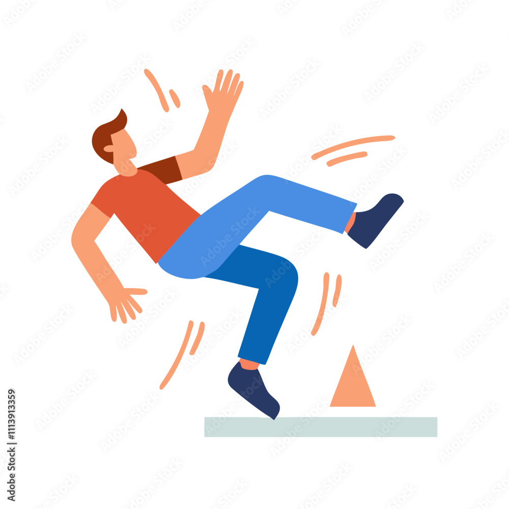Obraz premium Man Falling on a Slippery Floor Icon