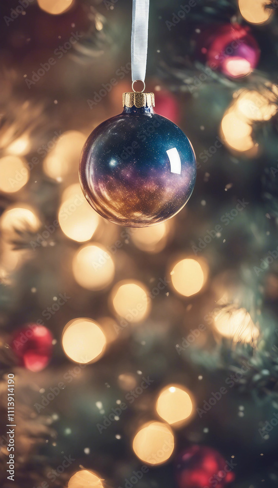 Elegant cosmic-themed Christmas ornament vertical Elegant cosmic-themed Christmas ornament vertical
